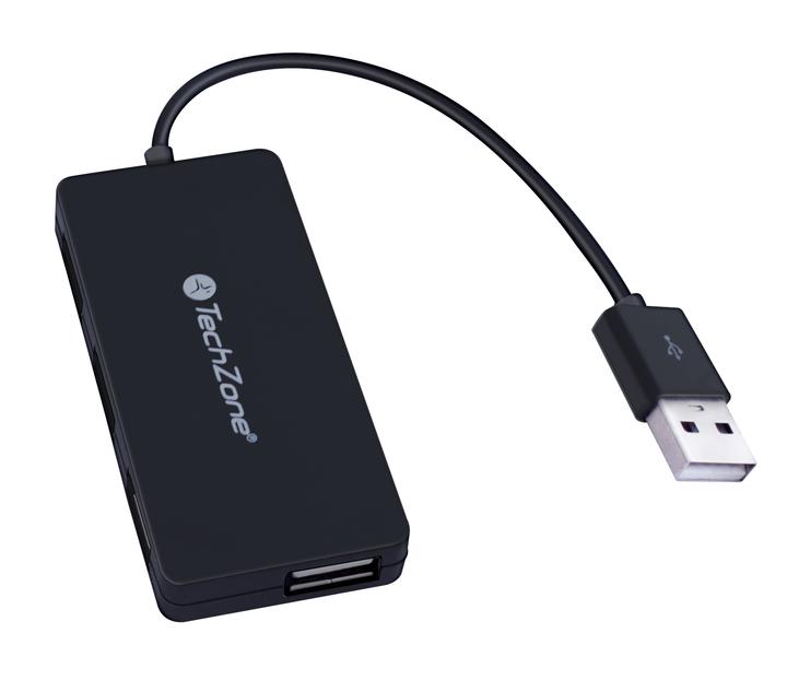 Hub TechZone - 4 puertos USB 2.0, color negro, 1 año de garantía. Hub TechZone - 4 puertos USB 2.0, color negro, 1 año de garantía.